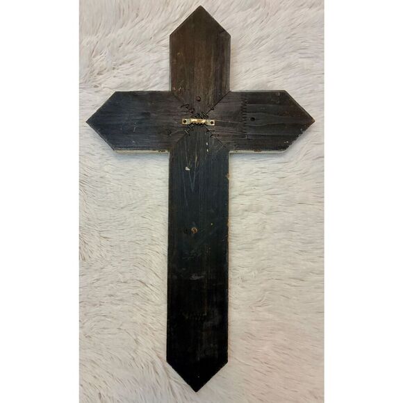 Montana West 20” Rustic Western Crackled Wooden Metal Bling Wall Cross - Picture 5 of 7